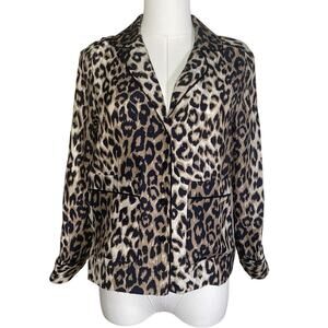 Barneys New York Size 36 100% Seta Silk Work Jacket Women Leopard Print